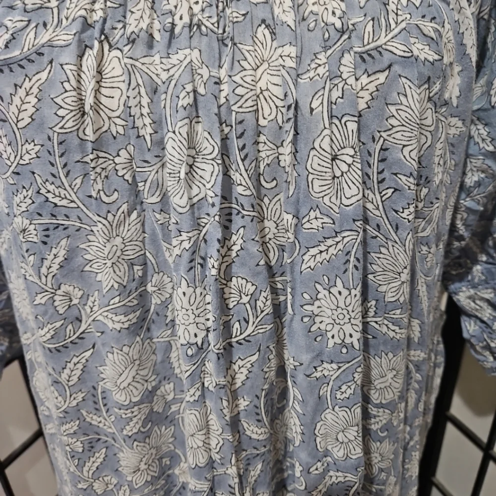 Daughters of India XL Blue & White Floral Maxi Length Dress - Picture 3 of 8